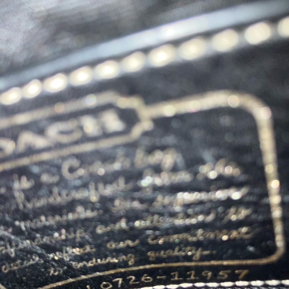 Coach Shoulder Purse Vintage Black Gray Gold Canvas Leather Jacquard. 9”x13” - Picture 7 of 12